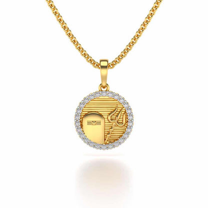 Linga Trishul Silver Pendant - Yellow Gold - Image 1