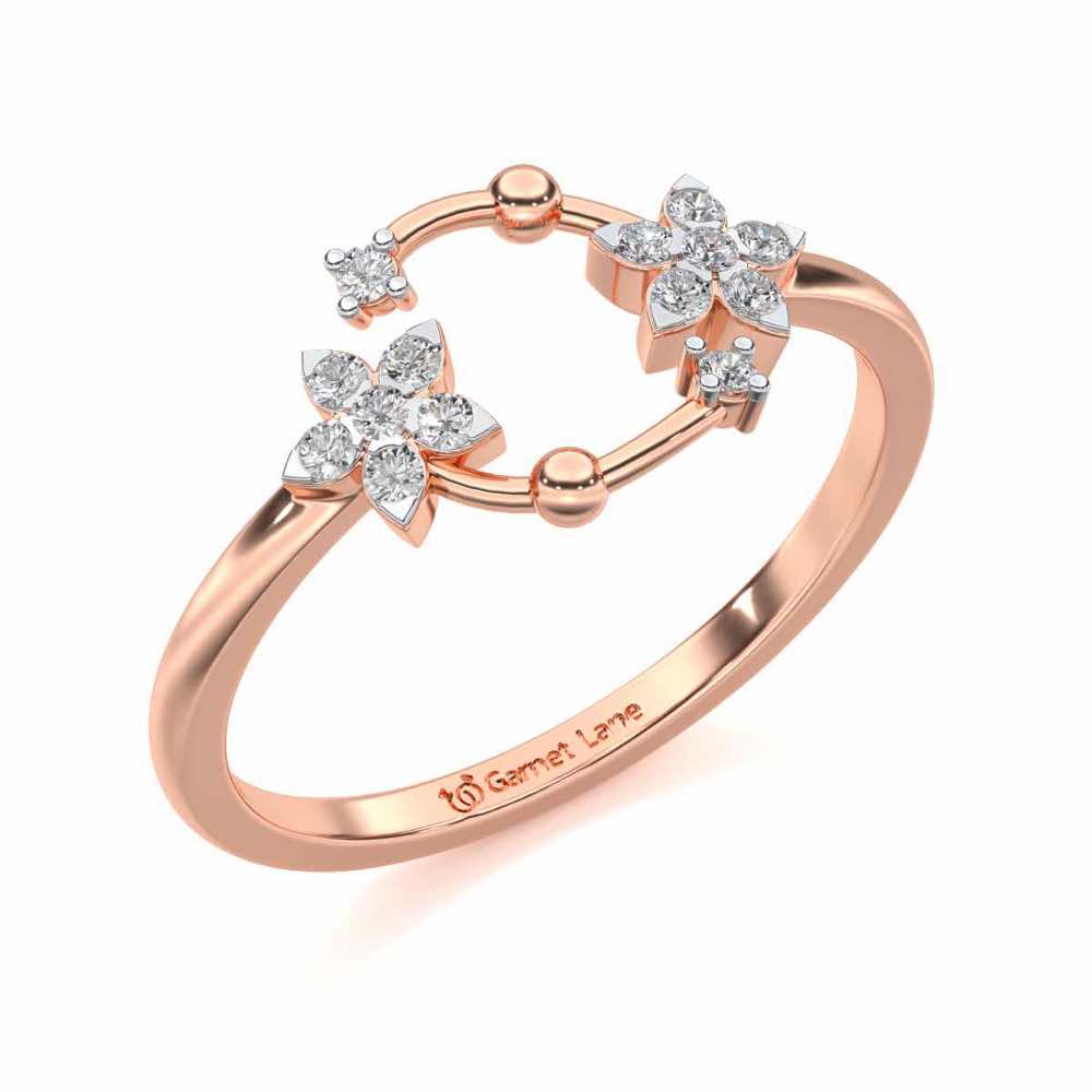 Linked Flora Silver Ring - Rose Gold - Image 1