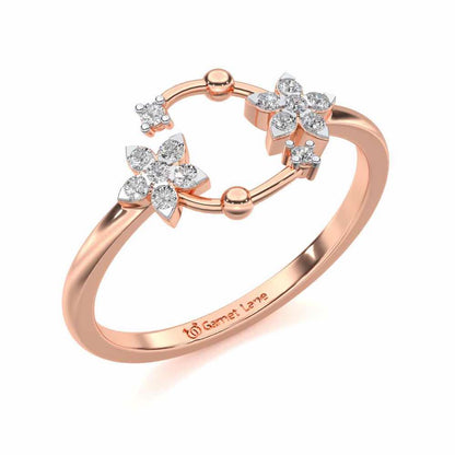 Linked Flora Silver Ring - Rose Gold - Image 1