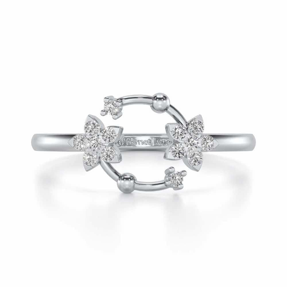 Linked Flora Silver Ring - White Gold - Image 4
