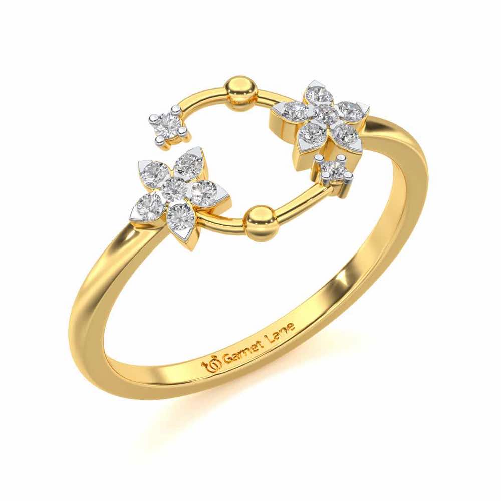 Linked Flora Silver Ring - Yellow Gold - Image 1