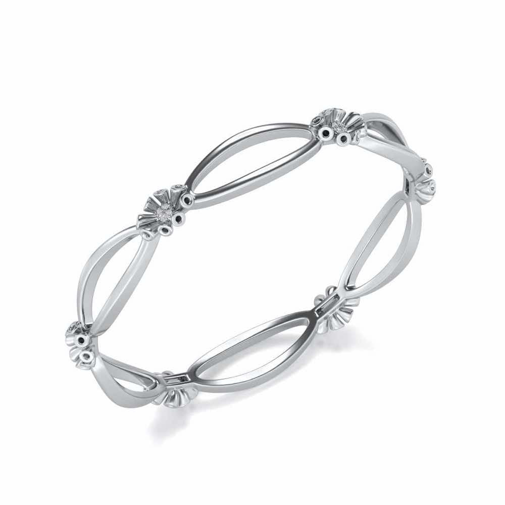 Literal Shine Silver Bangles - White Gold - Image 1