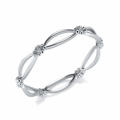 Literal Shine Silver Bangles - White Gold - Image 1