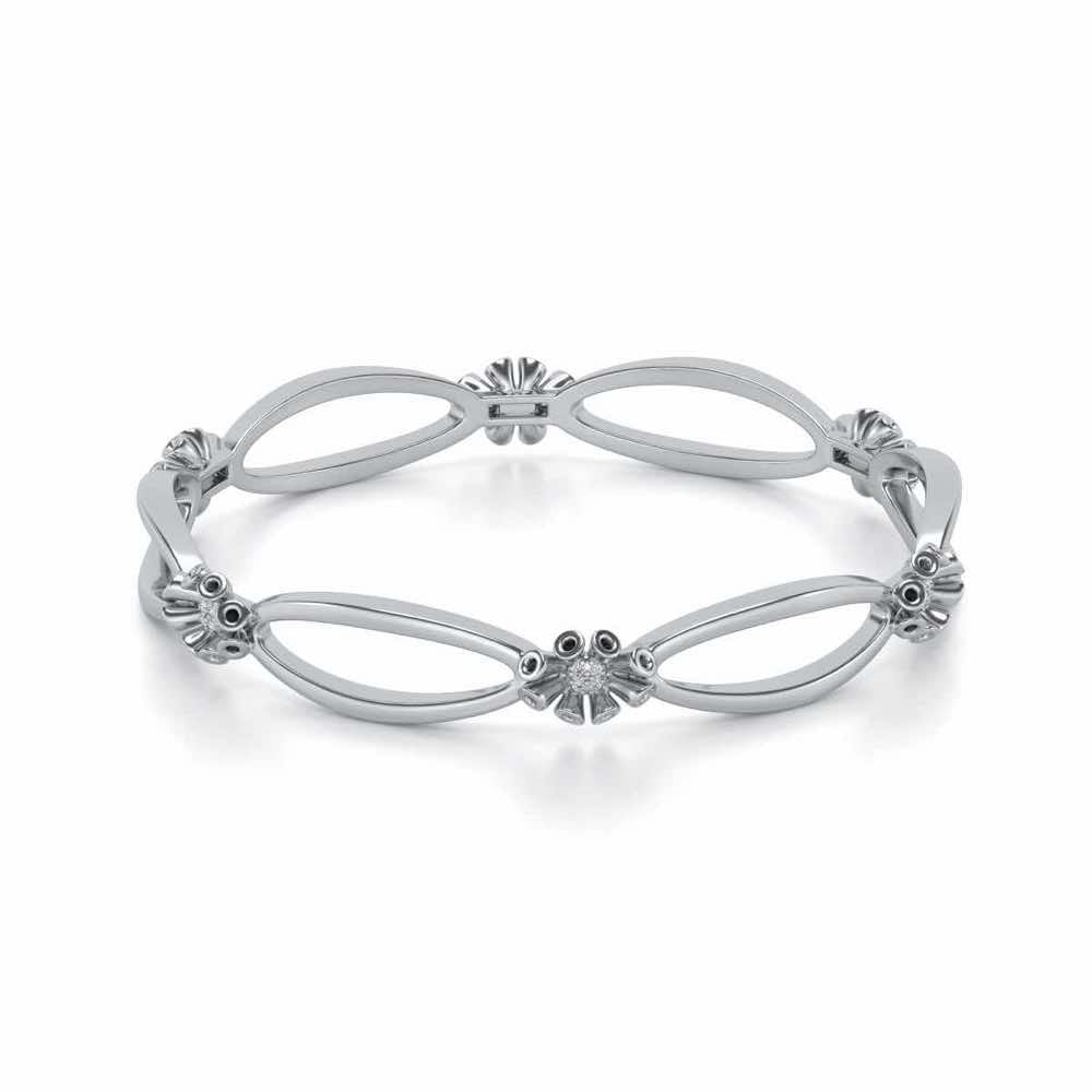 Literal Shine Silver Bangles - White Gold - Image 2