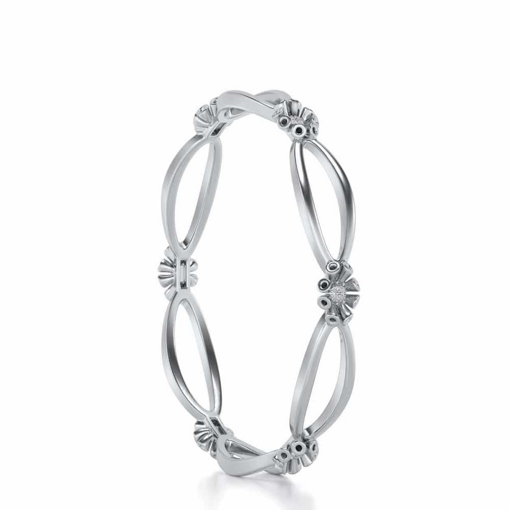 Literal Shine Silver Bangles - White Gold - Image 3