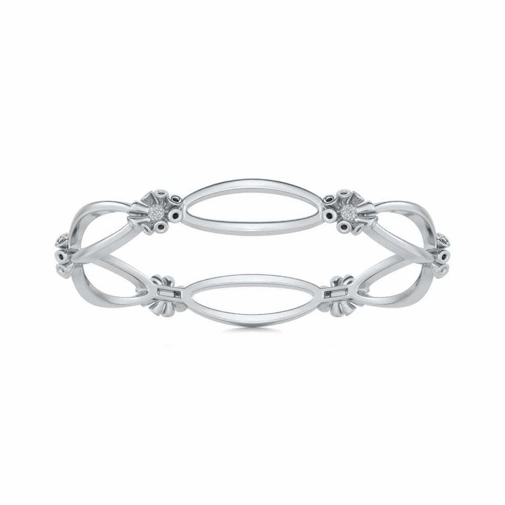 Literal Shine Silver Bangles - White Gold - Image 4