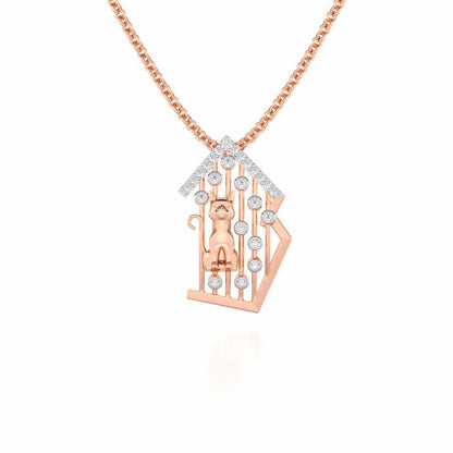 Little Cat Silver Pendant - Rose Gold - Image 1