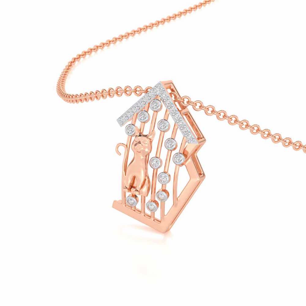 Little Cat Silver Pendant - Rose Gold - Image 2