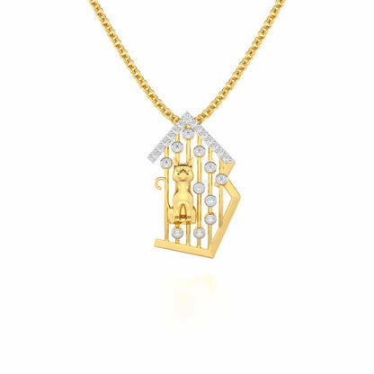 Little Cat Silver Pendant - Yellow Gold - Image 1