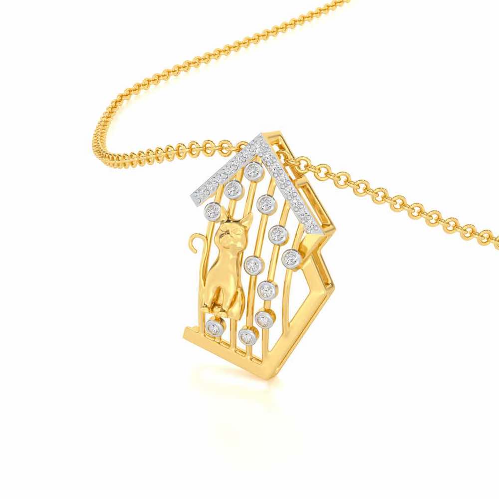 Little Cat Silver Pendant - Yellow Gold - Image 2