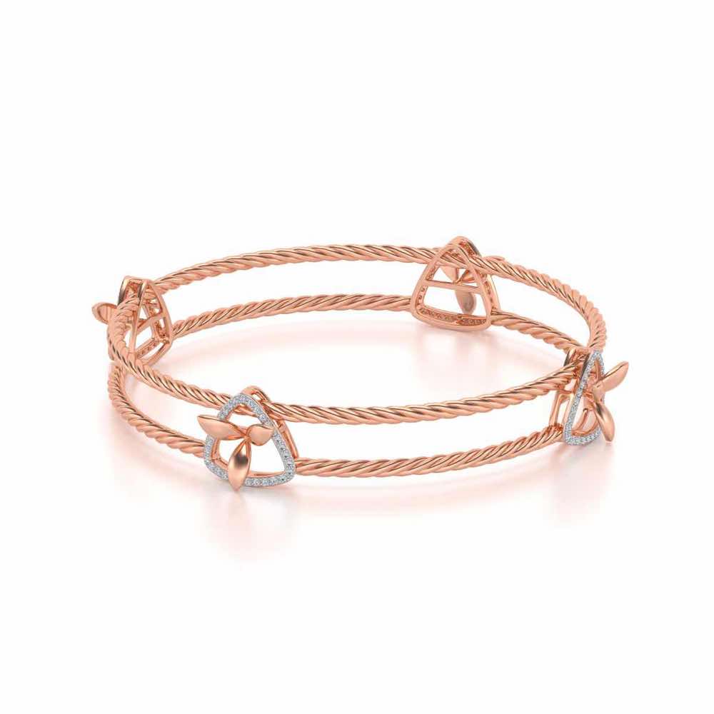 Little Lucks Silver Bangles - Rose Gold - Image 2