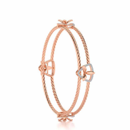 Little Lucks Silver Bangles - Rose Gold - Image 3