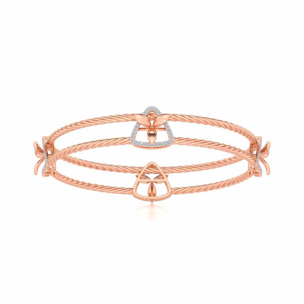 Little Lucks Silver Bangles - Rose Gold - Image 4