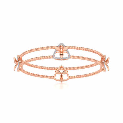 Little Lucks Silver Bangles - Rose Gold - Image 4
