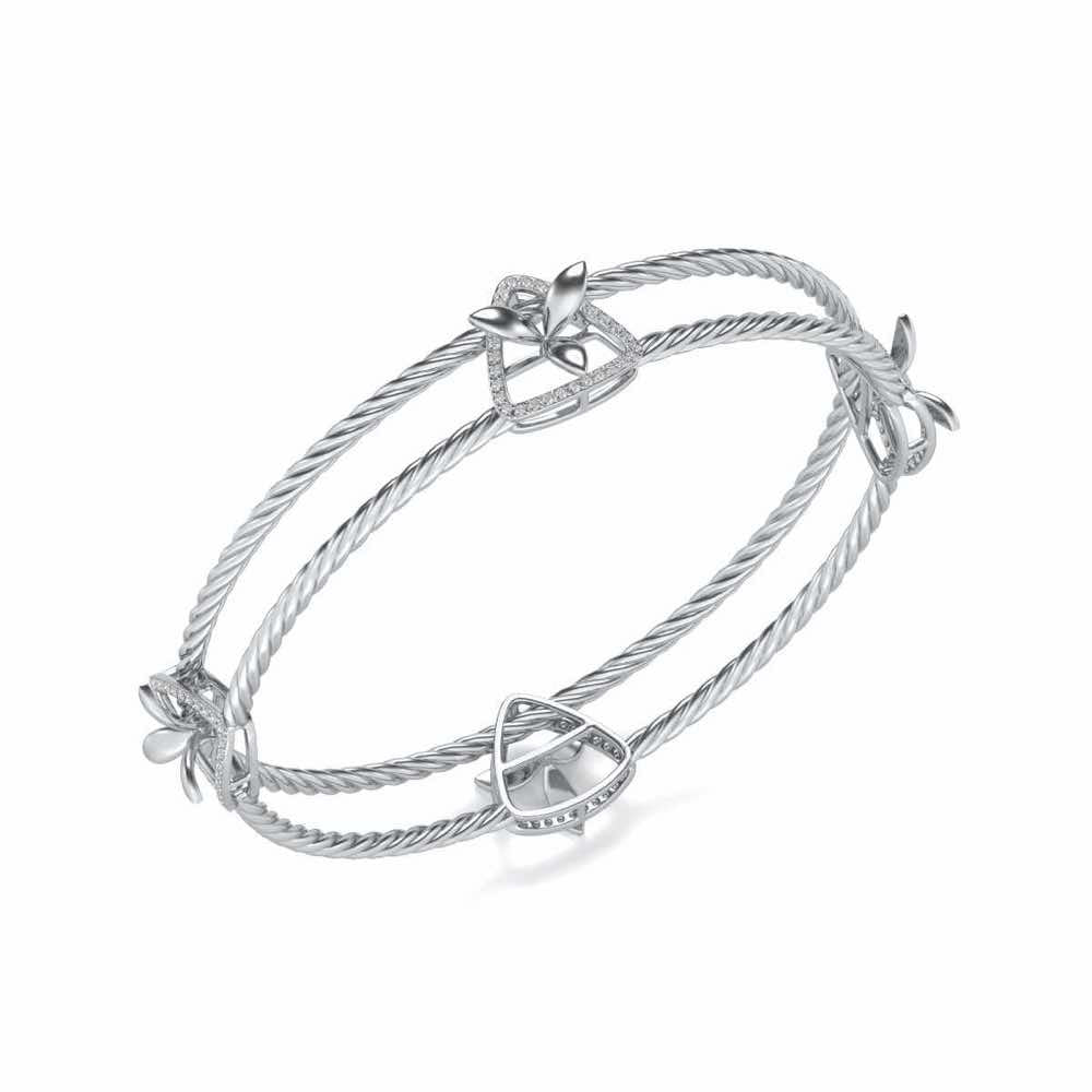 Little Lucks Silver Bangles - White Gold - Image 1