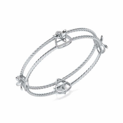 Little Lucks Silver Bangles - White Gold - Image 1