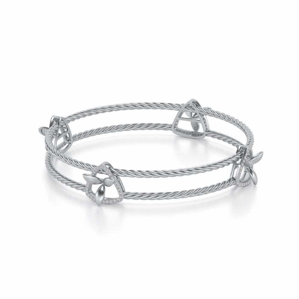Little Lucks Silver Bangles - White Gold - Image 2