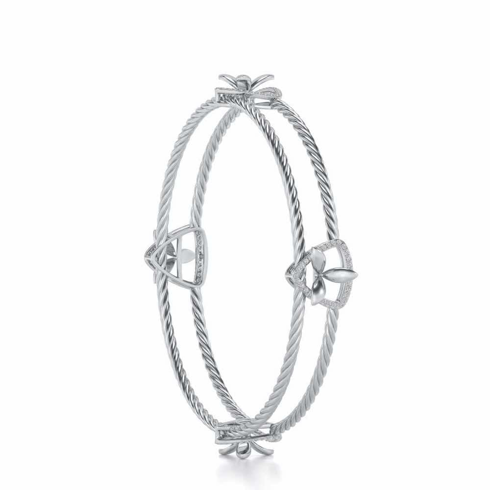 Little Lucks Silver Bangles - White Gold - Image 3