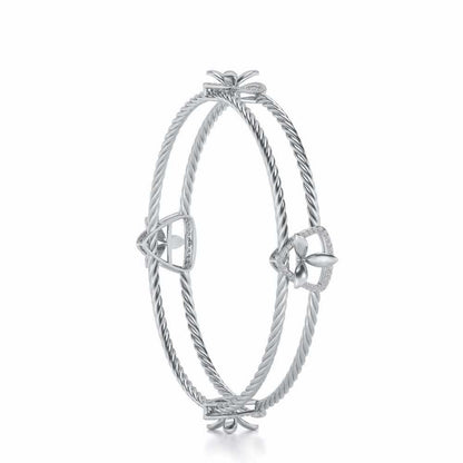 Little Lucks Silver Bangles - White Gold - Image 3