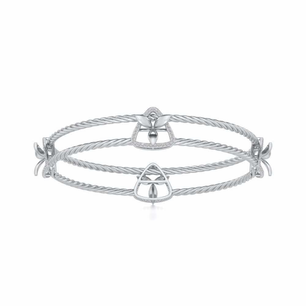 Little Lucks Silver Bangles - White Gold - Image 4