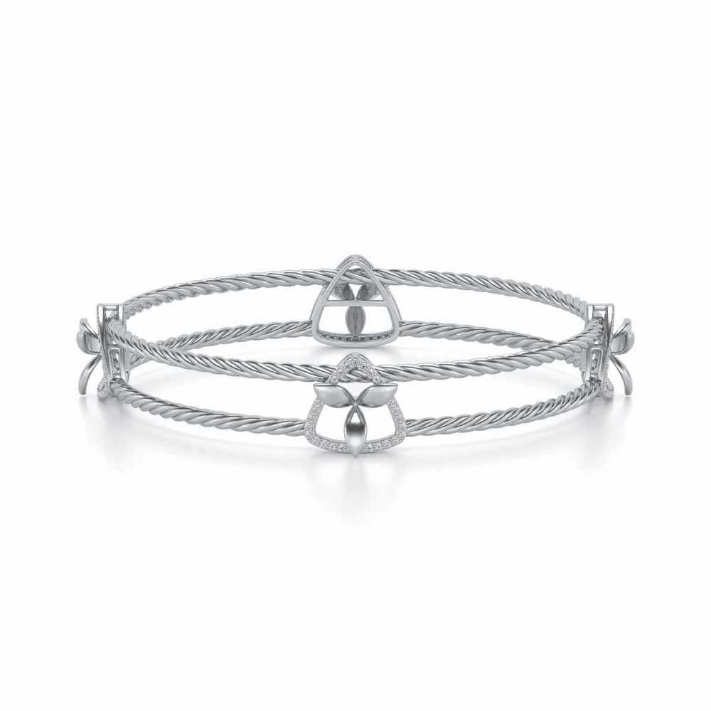 Little Lucks Silver Bangles - White Gold - Image 5