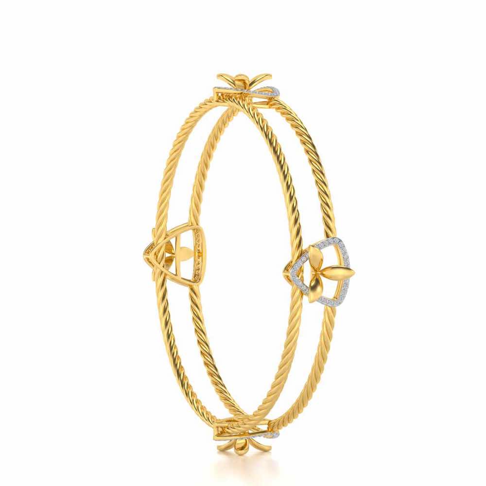 Little Lucks Silver Bangles - Yellow Gold - Image 3
