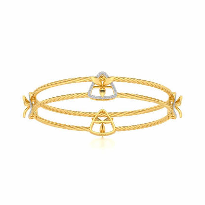 Little Lucks Silver Bangles - Yellow Gold - Image 4