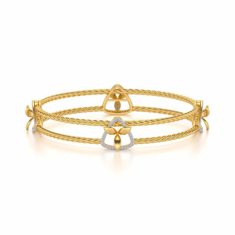 Little Lucks Silver Bangles - Yellow Gold - Image 5