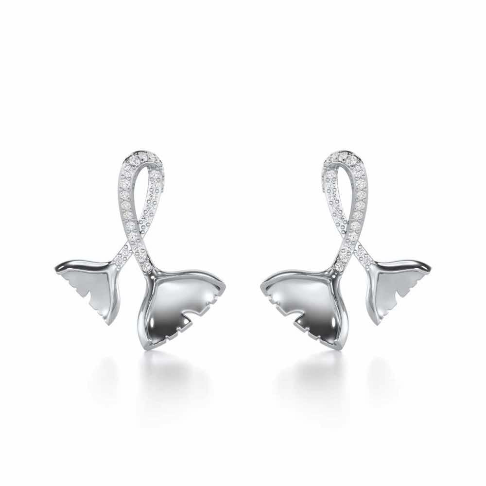 Little Prestige Silver Stud Earrings - White Gold - Image 1