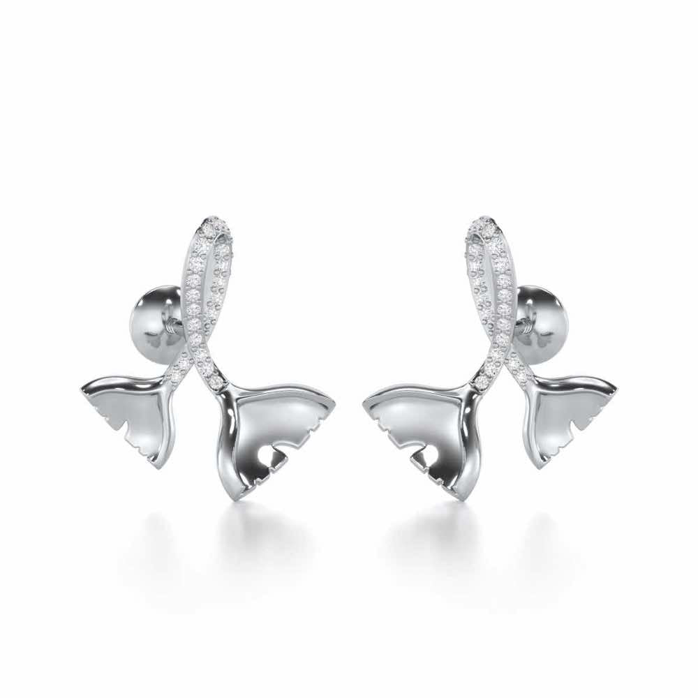 Little Prestige Silver Stud Earrings - White Gold - Image 2