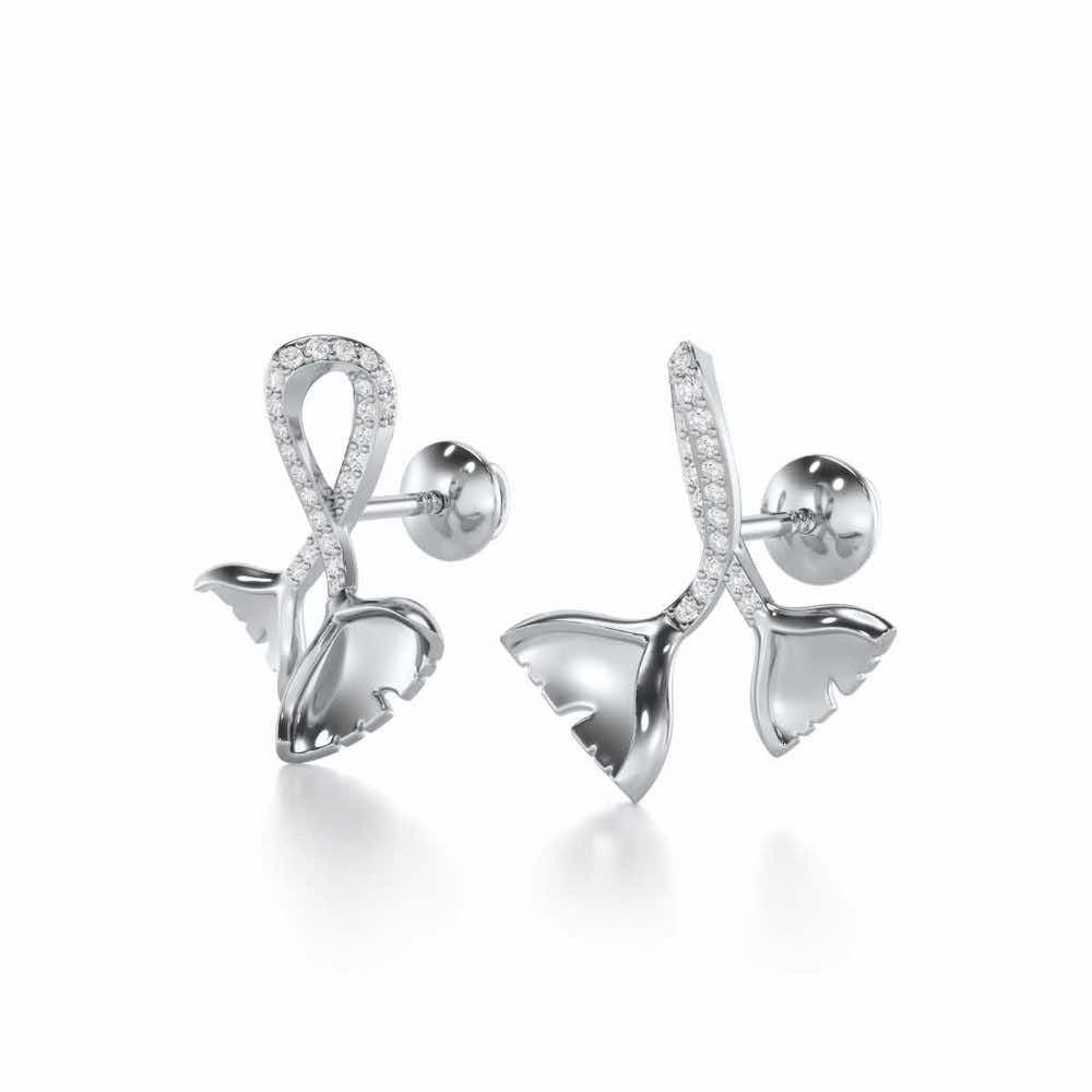 Little Prestige Silver Stud Earrings - White Gold - Image 3