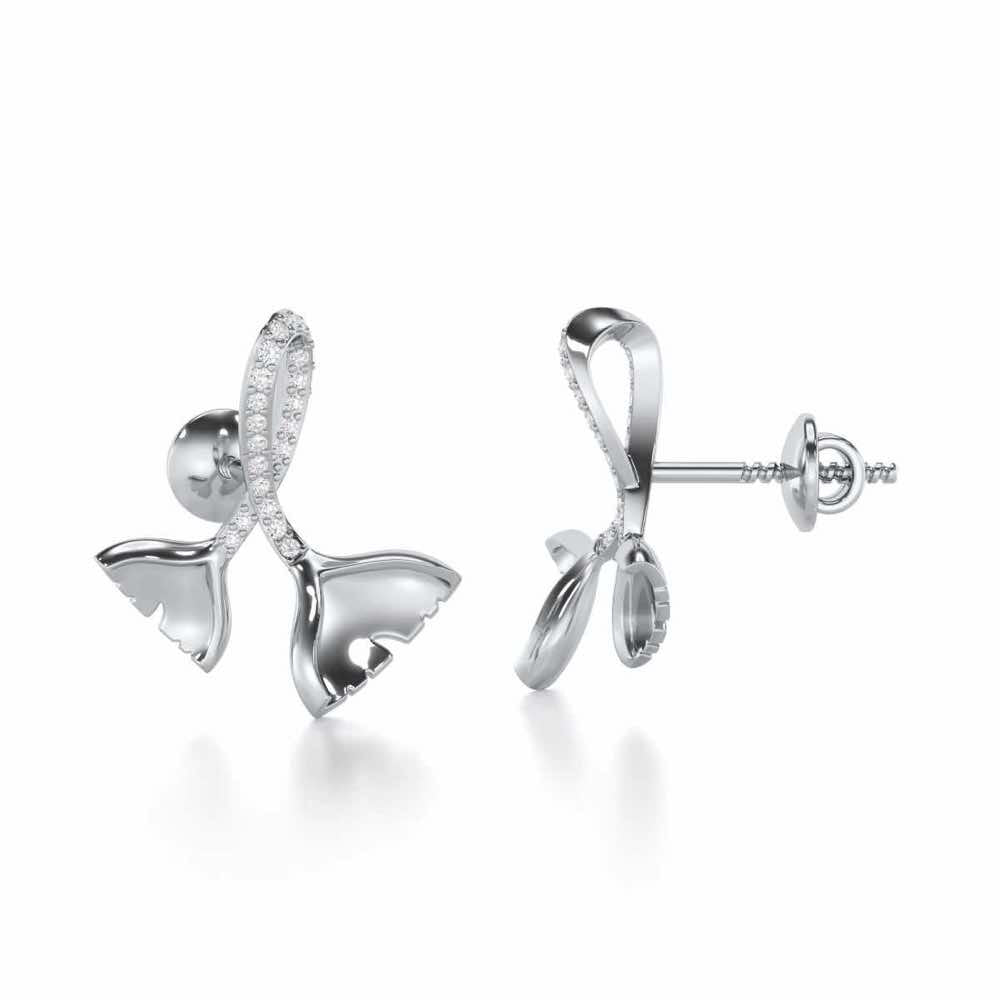 Little Prestige Silver Stud Earrings - White Gold - Image 4