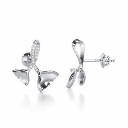 Little Prestige Silver Stud Earrings - White Gold - Image 4
