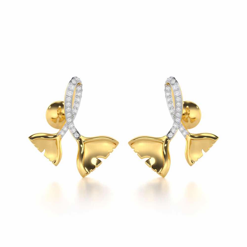 Little Prestige Silver Stud Earrings - Yellow Gold - Image 2