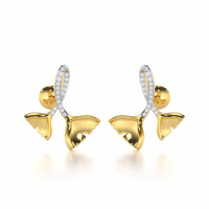 Little Prestige Silver Stud Earrings - Yellow Gold - Image 2