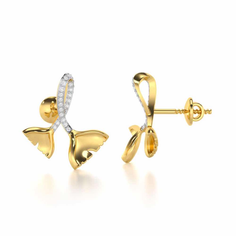 Little Prestige Silver Stud Earrings - Yellow Gold - Image 4