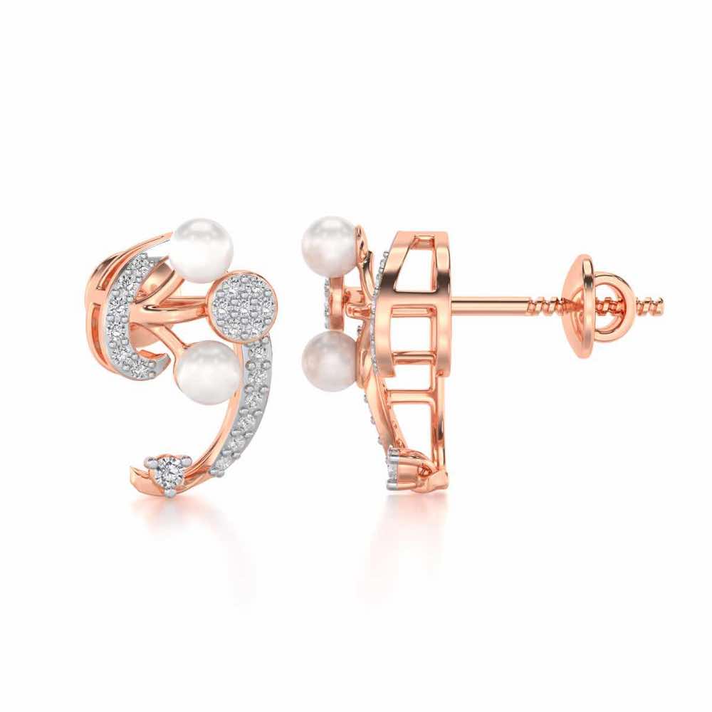 Little Shine Silver Earrings - Rose Gold - Image 4