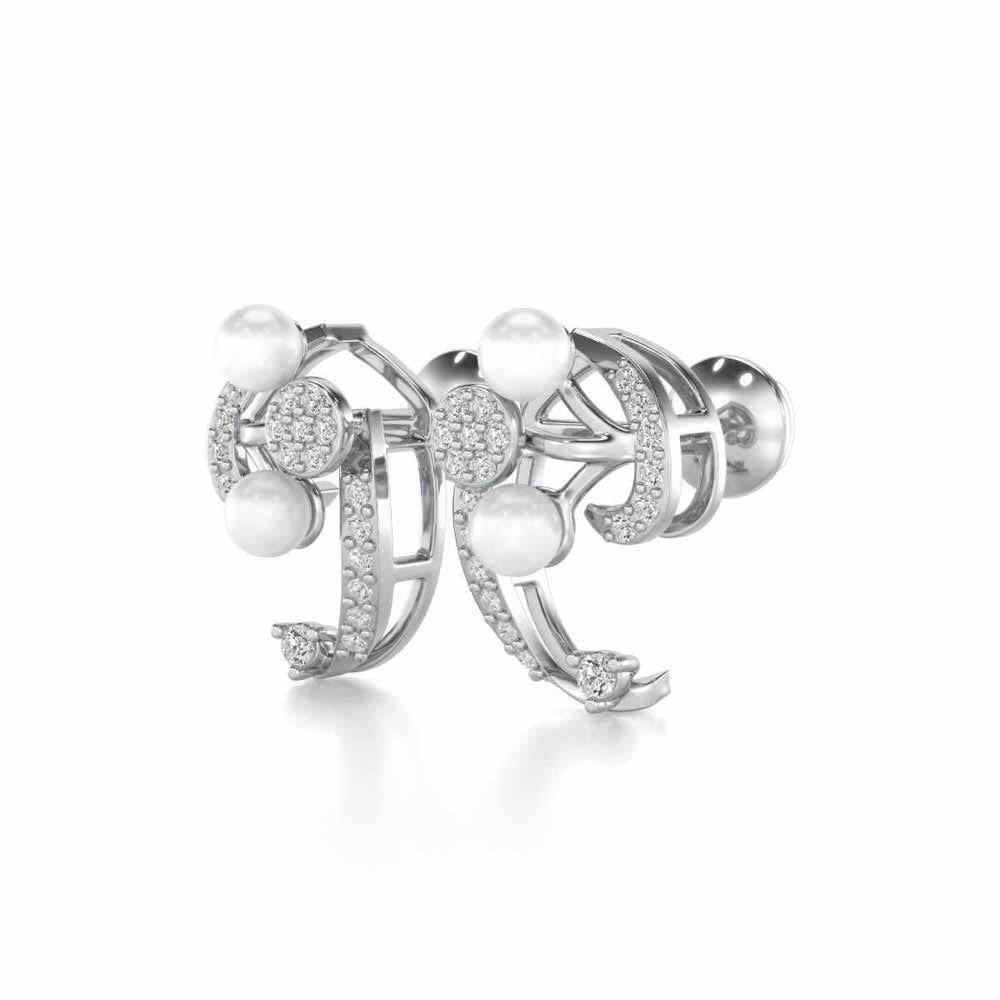 Little Shine Silver Earrings - White Gold - Image 3