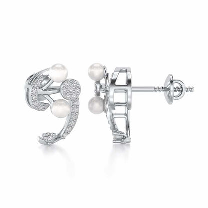 Little Shine Silver Earrings - White Gold - Image 4