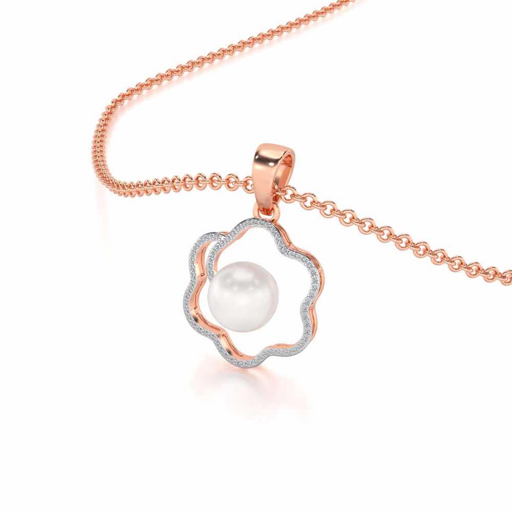 Little Shine Silver Pearl Pendant - Rose Gold - Image 1