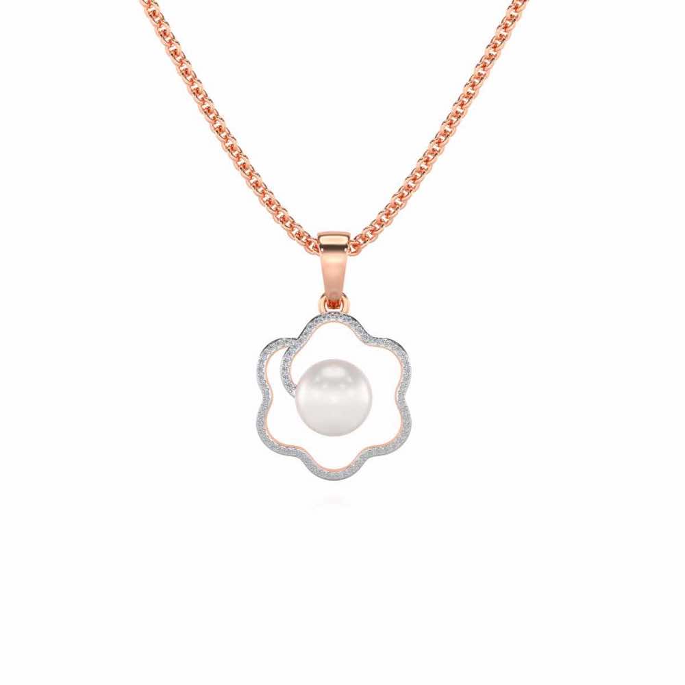 Little Shine Silver Pearl Pendant - Rose Gold - Image 2