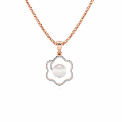Little Shine Silver Pearl Pendant - Rose Gold - Image 2
