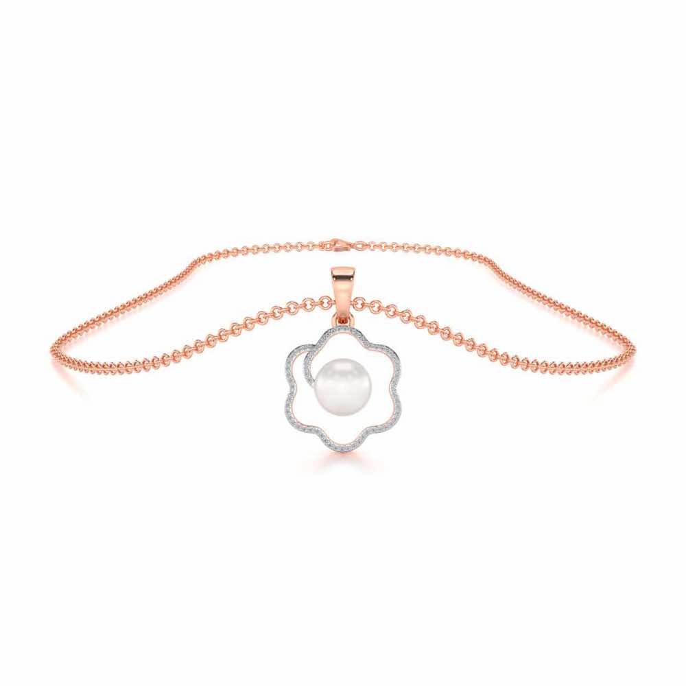 Little Shine Silver Pearl Pendant - Rose Gold - Image 3