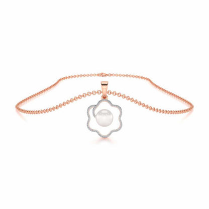 Little Shine Silver Pearl Pendant - Rose Gold - Image 3