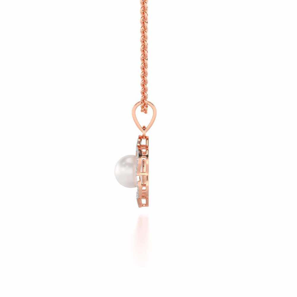Little Shine Silver Pearl Pendant - Rose Gold - Image 4