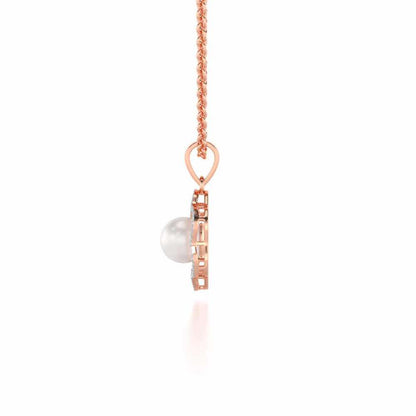 Little Shine Silver Pearl Pendant - Rose Gold - Image 4