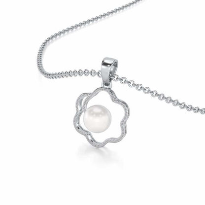 Little Shine Silver Pearl Pendant - White Gold - Image 1