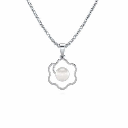 Little Shine Silver Pearl Pendant - White Gold - Image 2