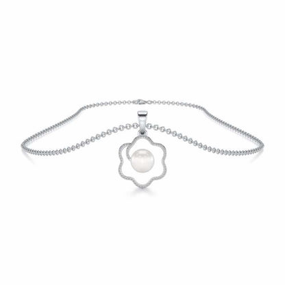 Little Shine Silver Pearl Pendant - White Gold - Image 3