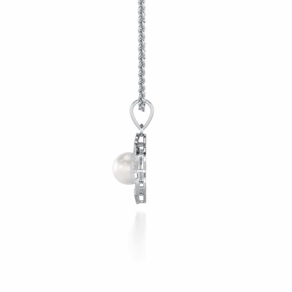 Little Shine Silver Pearl Pendant - White Gold - Image 4